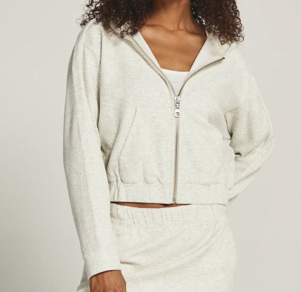 7 Diamonds Women's Restoration Hoodie Full Zip Size L Gray Cropped